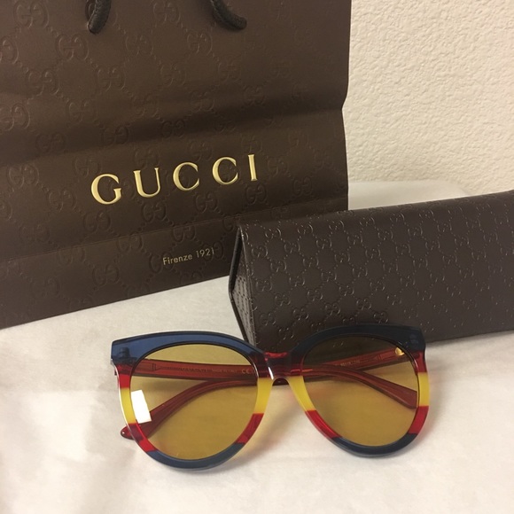 Gucci Multicolored Striped Acetate Sunglasses - Picture 2 of 6